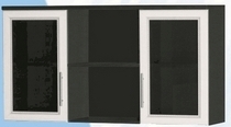 Антресоль большая с двумя стеклодверями ДЛЯ ГОСТИНОЙ АБС-2 Венге/Дуб выбеленный в Мотыгино - motygino.mebel54.com | фото