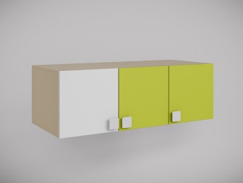 Антресоль на шкаф 3-х створчатый Эппл (Зеленый/Белый/корпус Клен) в Мотыгино - motygino.mebel54.com | фото