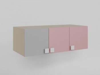 Антресоль на шкаф 3-х створчатый (Розовый/Серый/корпус Клен) в Мотыгино - motygino.mebel54.com | фото
