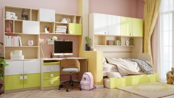 Детская комната Эппл (Зеленый/Белый/корпус Клен) в Мотыгино - motygino.mebel54.com | фото