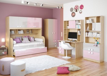 Детская комната Грэйси (Розовый/Серый/корпус Клен) в Мотыгино - motygino.mebel54.com | фото