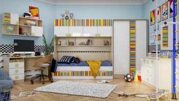 Детская комната Клаксон без машинок (Белый/корпус Клен) в Мотыгино - motygino.mebel54.com | фото
