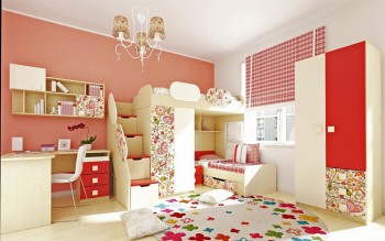 Детская комната Ретвит (Бежевый/Красный/корпус Клен) в Мотыгино - motygino.mebel54.com | фото