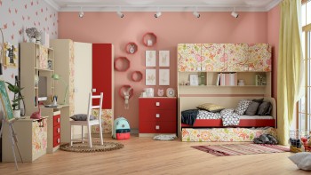 Детская комната Ретвит (Бежевый/Красный/корпус Клен) в Мотыгино - motygino.mebel54.com | фото