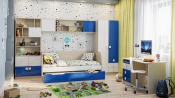 Детская комната Скай Люкс (Синий/Белый/корпус Клен) в Мотыгино - motygino.mebel54.com | фото