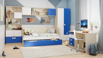 Детская комната Скай (Синий/Белый/корпус Клен) в Мотыгино - motygino.mebel54.com | фото
