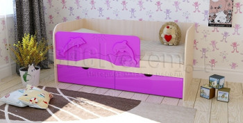 Друзья Кровать детская 2 ящика 1.6 Фиолетовый глянец в Мотыгино - motygino.mebel54.com | фото