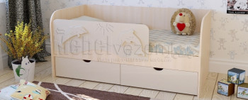 Друзья Кровать детская 2 ящика 1.6 Ваниль глянец в Мотыгино - motygino.mebel54.com | фото