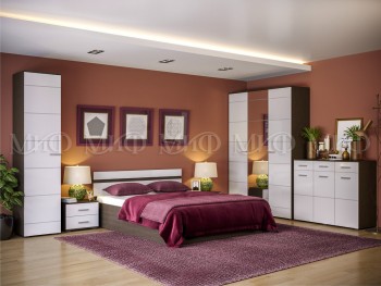 Спальня Нэнси (Венге/Белый глянец) в Мотыгино - motygino.mebel54.com | фото