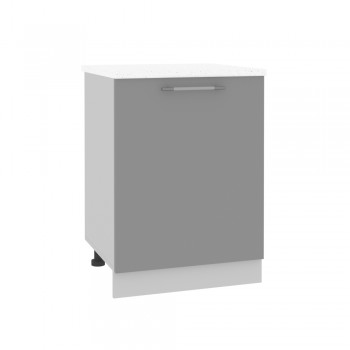 Шкаф нижний Капля МС 601 (малая глубина/левый/Белый глянец/Серый) в Мотыгино - motygino.mebel54.com | фото