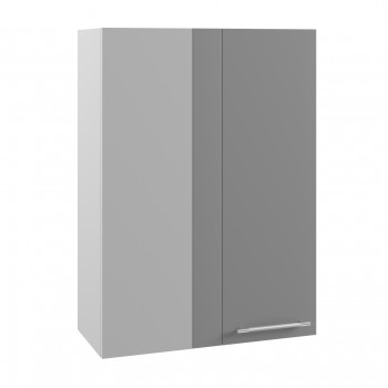 Шкаф верхний Капля ВПУ 650 (угловой/высокий/левый/Белый глянец/Серый) в Мотыгино - motygino.mebel54.com | фото