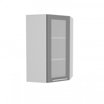 Капри ВПУС 550 шкаф верхний угловой со стеклом высокий (Липа пепел/корпус Серый) в Мотыгино - motygino.mebel54.com | фото