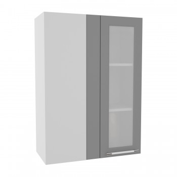 Капри ВПУС 650 шкаф верхний угловой со стеклом высокий (Липа пепел/корпус Серый) в Мотыгино - motygino.mebel54.com | фото