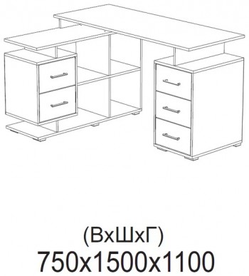 Компьютерный стол угловой СКМУ-3 дуб сонома/белый в Мотыгино - motygino.mebel54.com | фото
