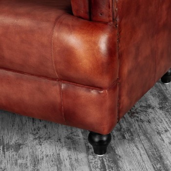 Кресло кожаное Лофт Честер-Нью (Коричневый) в Мотыгино - motygino.mebel54.com | фото