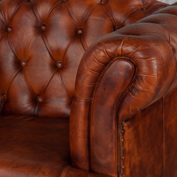 Кресло кожаное Лофт Честер-Нью (Коричневый, Рыжий) в Мотыгино - motygino.mebel54.com | фото
