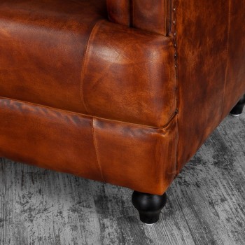 Кресло кожаное Лофт Честер-Нью (Коричневый, Рыжий) в Мотыгино - motygino.mebel54.com | фото