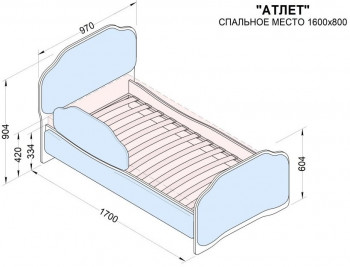 Кровать 160 Атлет 29 Синий (мягкий бортик) в Мотыгино - motygino.mebel54.com | фото