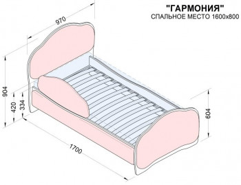 Кровать 160 Гармония 31 Светло-сиреневый (мягкий бортик) в Мотыгино - motygino.mebel54.com | фото