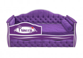 Кровать 160 серии Иллюзия 2 ящика 32 Фиолетовый (мягкие боковые накладки/подушка валик) в Мотыгино - motygino.mebel54.com | фото