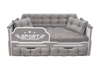 Кровать 160 серии Спорт 2 ящика 45 Серый (подушки) в Мотыгино - motygino.mebel54.com | фото