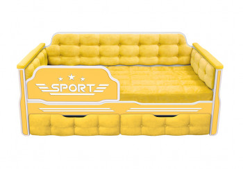 Кровать 160 серии Спорт 2 ящика 74 Жёлтый (мягкие боковые накладки) в Мотыгино - motygino.mebel54.com | фото