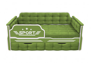 Кровать 160 серии Спорт 2 ящика 76 Зелёный (мягкие боковые накладки) в Мотыгино - motygino.mebel54.com | фото