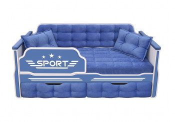 Кровать 160 серии Спорт 2 ящика 85 Синий (подушки) в Мотыгино - motygino.mebel54.com | фото
