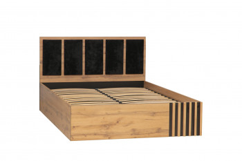 Кровать 1600 Либерти (дуб вотан/черный/велюр монако черный/ортопед/51.19) в Мотыгино - motygino.mebel54.com | фото