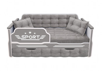 Кровать 170 серии Спорт 1 ящик 45 Серый (подушки) в Мотыгино - motygino.mebel54.com | фото