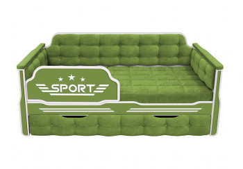 Кровать 170 серии Спорт 1 ящик 76 Зелёный (мягкие боковые накладки) в Мотыгино - motygino.mebel54.com | фото