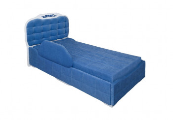 Кровать 190 Атлет Lux 29 Синий (мягкий бортик) в Мотыгино - motygino.mebel54.com | фото