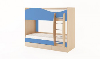 Кровать 2-х ярусная с ящиками (Беленый дуб/Синий) в Мотыгино - motygino.mebel54.com | фото