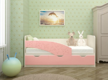 Кровать Бабочки 1,6м (Розовый металлик) в Мотыгино - motygino.mebel54.com | фото