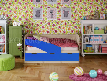 Кровать Бабочки 1,6м (Синий матовый) в Мотыгино - motygino.mebel54.com | фото