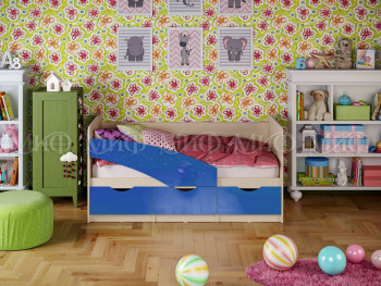 Кровать Бабочки 1,6м (Синий металлик) в Мотыгино - motygino.mebel54.com | фото