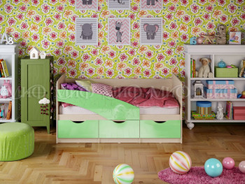 Кровать Бабочки 2,0м (Салатовый металлик) в Мотыгино - motygino.mebel54.com | фото