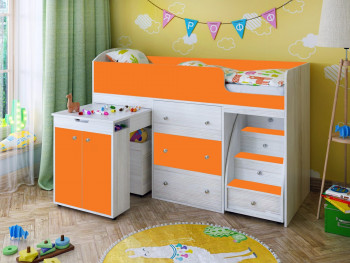 Кровать-чердак Малыш 1600 Винтерберг/Оранжевый в Мотыгино - motygino.mebel54.com | фото