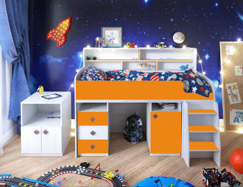 Кровать-чердак Малыш-5 Винтерберг/Оранжевый в Мотыгино - motygino.mebel54.com | фото