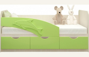 Кровать детская 1,6м Дельфин (Салатовый металлик) в Мотыгино - motygino.mebel54.com | фото