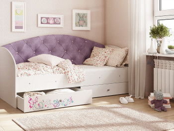 Кровать детская Эльза Белый/Фиолетовый в Мотыгино - motygino.mebel54.com | фото