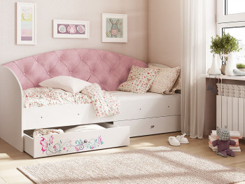 Кровать детская Эльза Белый/Розовый в Мотыгино - motygino.mebel54.com | фото