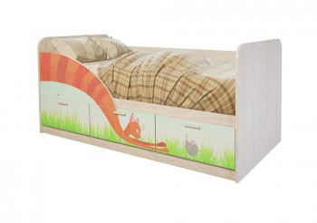 Кровать детская Минима Лего 1,86м с ящиками (дуб атланта/лиловый сад) в Мотыгино - motygino.mebel54.com | фото