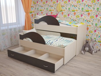 Кровать детская Радуга 1600 Млечный дуб/Венге в Мотыгино - motygino.mebel54.com | фото
