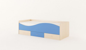 Кровать детская с ящиками Волна (Беленый дуб/Синий) в Мотыгино - motygino.mebel54.com | фото
