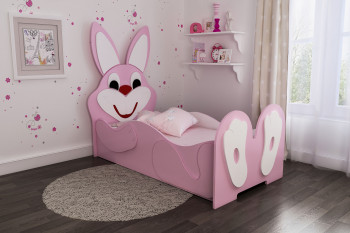 Кровать детская Зайка 1.6 Розовый/Белый в Мотыгино - motygino.mebel54.com | фото
