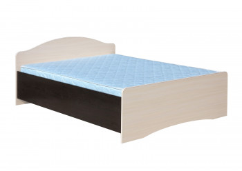 Кровать двойная 1400-1 без матраса (круглые спинки) Венге/Дуб выбеленный в Мотыгино - motygino.mebel54.com | фото