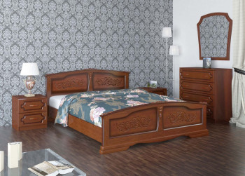 Кровать Елена из массива сосны 1600*2000 Орех в Мотыгино - motygino.mebel54.com | фото