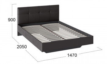 Кровать «Элис» c мягкой обивкой тип 1 Экокожа/Темно-коричневый/1400 в Мотыгино - motygino.mebel54.com | фото