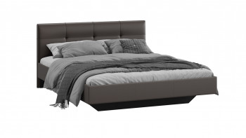 Кровать «Элис» c мягкой обивкой тип 1 Экокожа/Темно-коричневый/1400 в Мотыгино - motygino.mebel54.com | фото